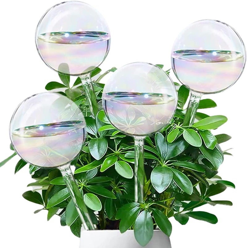 Koorabbee 4 Pcs Iridescent Glass Plant Watering Globes - 9 Inch Self Watering Planter Insert | Plant Watering Devices | Plant Watering Bulbs for Indoor and Outdoor Plants Accessories. - Image 1